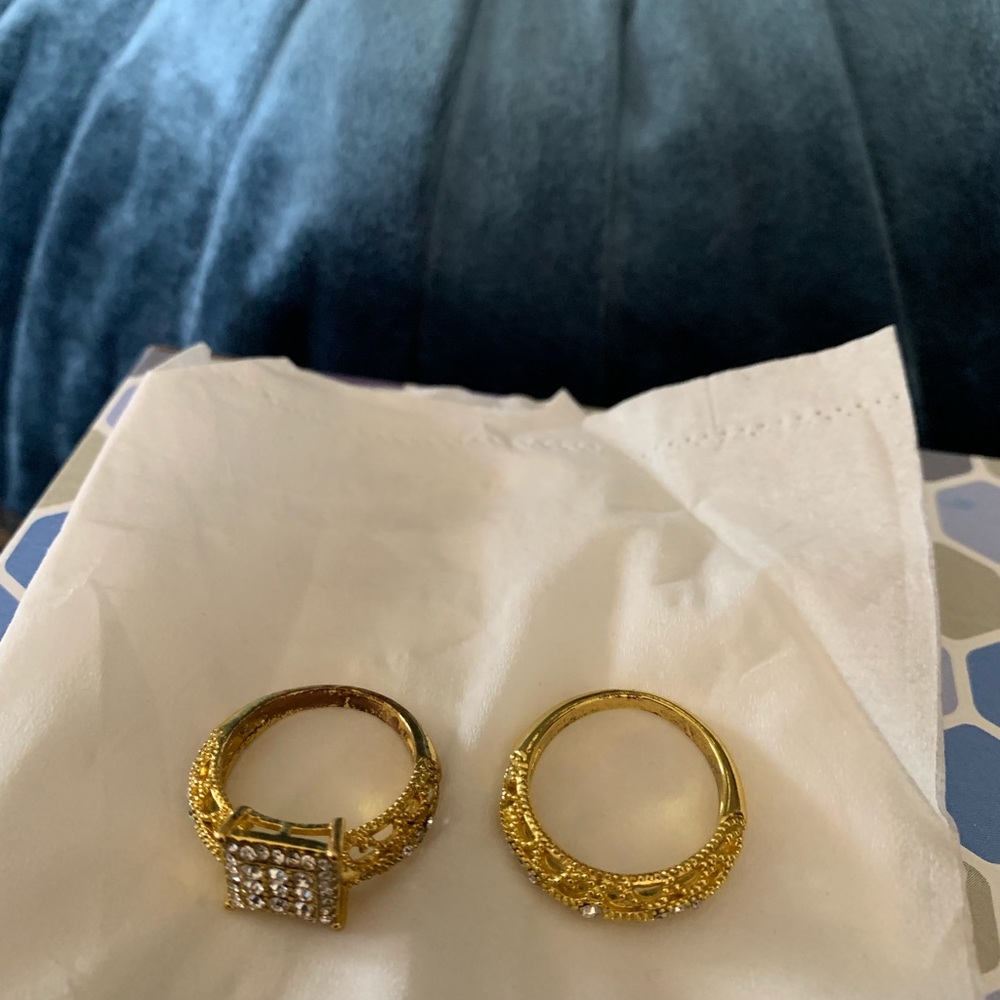 Costume jewelry gold and diamond wedding rings